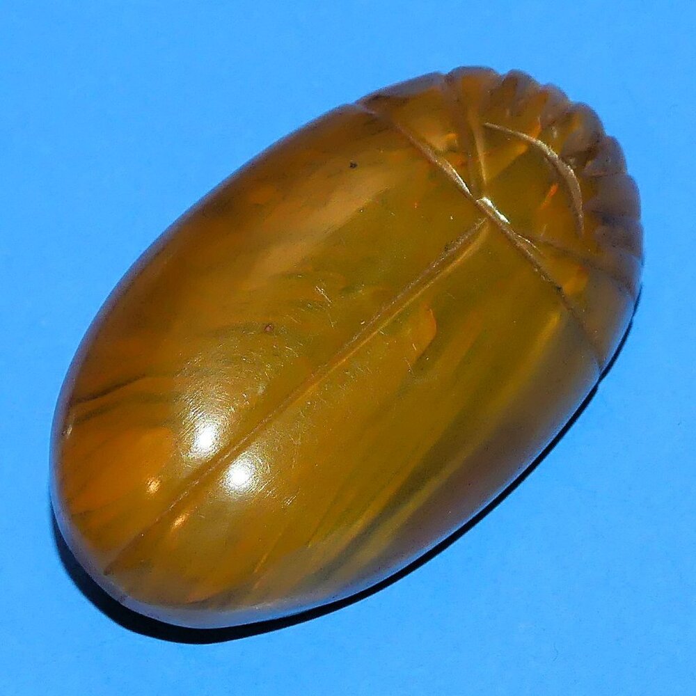 Vintage BAKELITE Carved Scarab Brooch Pin Marbled Beetle Bug Insect Old Rare